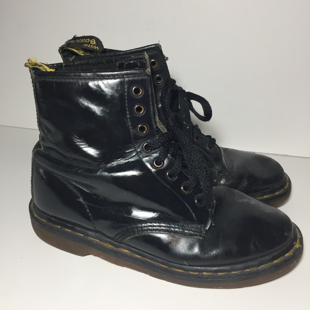 Doc Martens UK 8-Eye Boots Black US Mens 8 Women 9